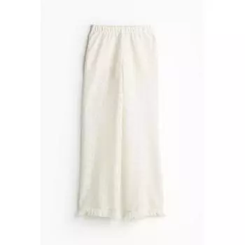 H M Fringe Trim Lace Flare Pants Natural White