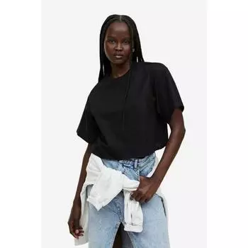 Футболка HM Boxy Style с вышивкой, черная 1190346001
