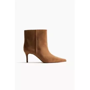 H M heeled boots dark beige