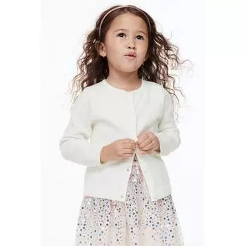 H&M Хлопковый кардиган тонкой вязки натуральный белый