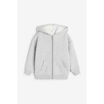 H&M худи на молнии с подкладкой светло-серый меланж