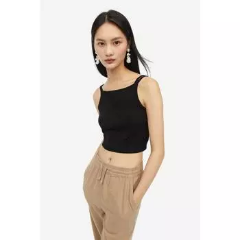 HM Трикотажный укороченный топ Черный 1200620004 XSEUR XSP