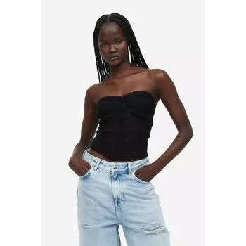 H&M Корсетный топ Черный 1164882002