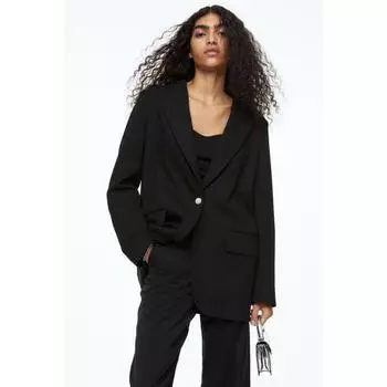 H&M Куртка на одной пуговице черная со стразами 1111200003