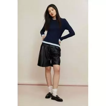 H M layered look top navy blue colorblock