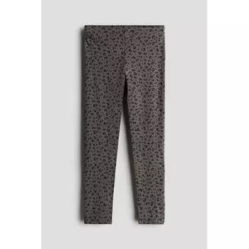 H M leggings dark gray leopard print