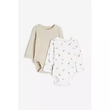 H M Long Sleeve Bodysuit 2 Piece Set White Giraffe