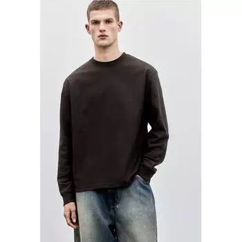 H M Long Sleeve Jersey Top Loose Fit Brown S