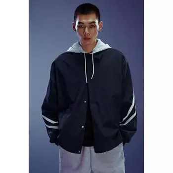 H M Loose Fit Nylon oversHirt Dark Blue Stripe S