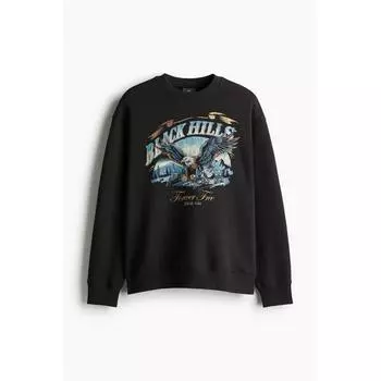 H M Loose Fit Print sweatsHirt Black Black Hills S