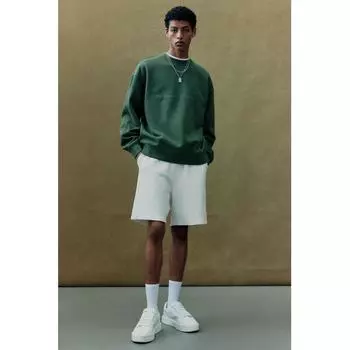 H M Loose Fit Print sweatsHirt Dark Green New York XS