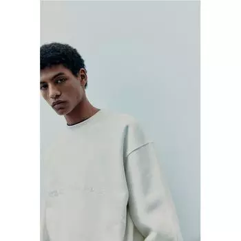 H M Loose Fit Print sweatsHirt wHite New York XS