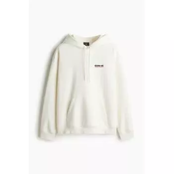 H M Loose Fit Printed Hoodie wHite B nH M S