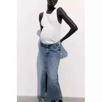 H M MAMA Before After denim skirt denim blue