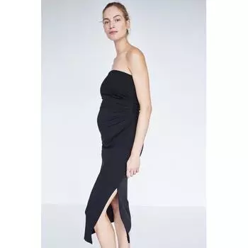 H M MAMA Pleat Detail Tube Dress Black