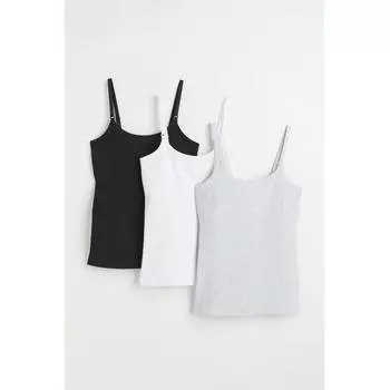 H M MAMA Sleeveless Nursing Top 3 Pack Set Black White Grey Melange