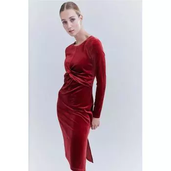 H M MAMA velour nursing dress dark red