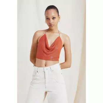 H&M metal halterneck top orange 1063973002