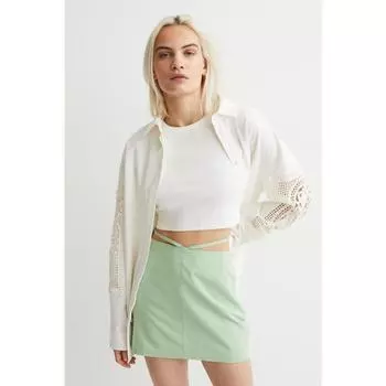H&M Мини-юбка с завязками светло-зеленая 1077279001