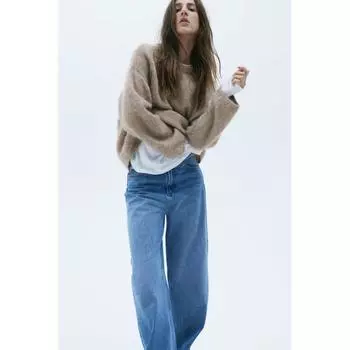 H M Mohair blend oversized sweater dark beige