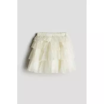 H M Organza Flounce Skirt Cream