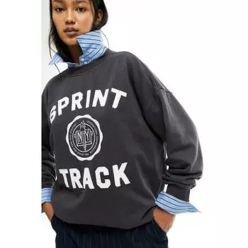 H&M Oversized Design Sweatshirt Dark Gray Sprint Track 1172872002