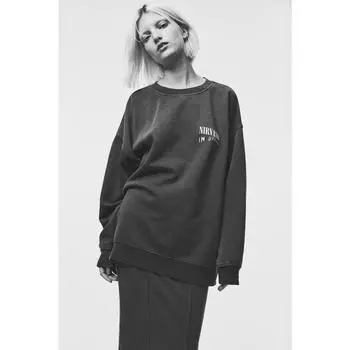 H&M оверсайз-свитшот с принтом темно-серый Nirvana 1163238012