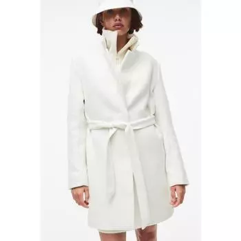 H&M пальто с поясом кремового цвета 1161628005