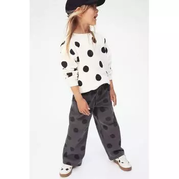 H M Patterned Wide Leg Jeans Gray Dots