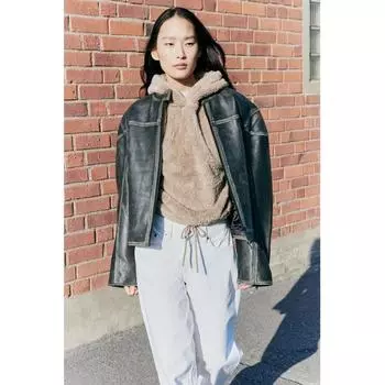 H M Pile Hoodie Beige