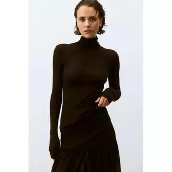 H M Pima Cotton Turtleneck Top Black