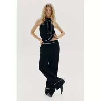 H M piping detail pants black