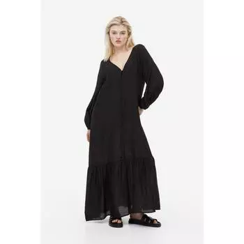 H&M платье на пуговицах с поясом, черное 1153347002