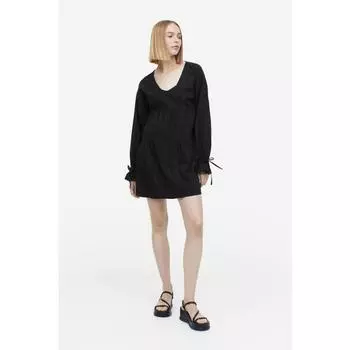 H&M платье-туника с кулиской, черное 1180370001