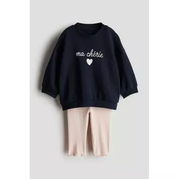 H M Print 2 Piece Set Navy Blue Ma Ch rie