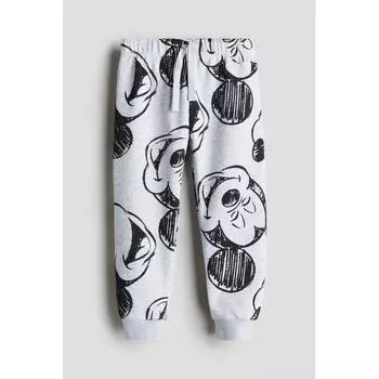 H M printed jogger pants light grey marl Mickey Mouse