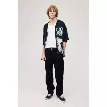 H M REGULAR FIT CARGO PANTS BLACK