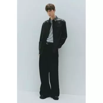 H M Regular Fit Coated sHirt Black XS