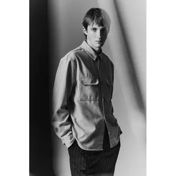 H M Regular Fit Felt oversHirt Beige XS