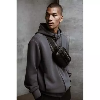 H M Regular Fit Scuba Hoodie Dark Grey XS