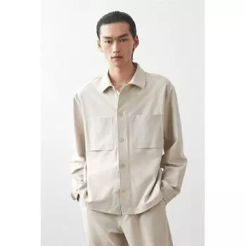 H M Regular Fit Twill oversHirt Beige S