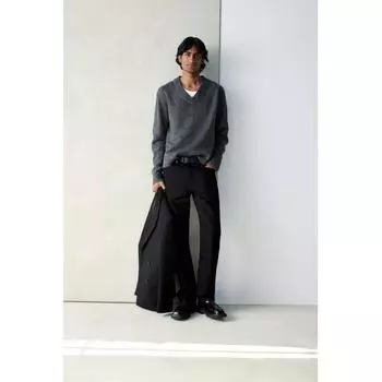 H M Regular Fit V Neck Sweater Dark Grey XS