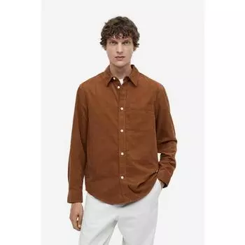H&M Regular Fit Вельветовая рубашка Коричневая 1172545003