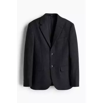 H M Regular Fit Wool Blend Jacket Dark Grey