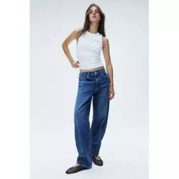 H M Regular Waist Super Barrel Jeans Blue