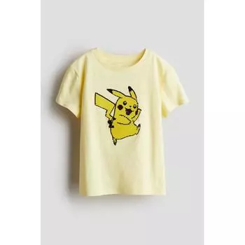 H M Reversible Sequin T Shirt Light Yellow Pokemon