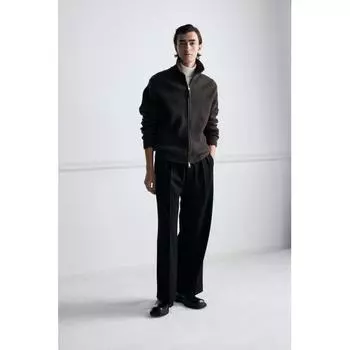 Кардиган HM Rib Knit Regular Fit темно-коричневый XS