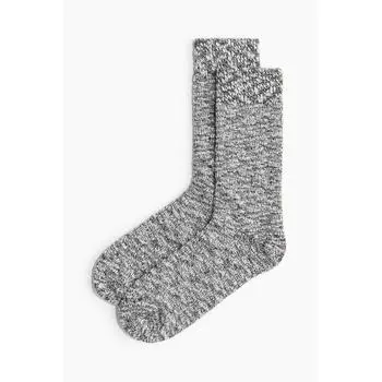 H M Rib Knit Socks Black Melange 3739