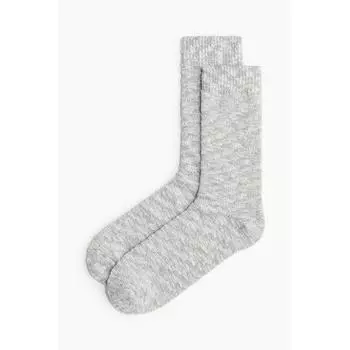 H M Rib Knit Socks ligHt Grey Melange 3739