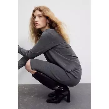 H M ribbed knit skirt grey melange